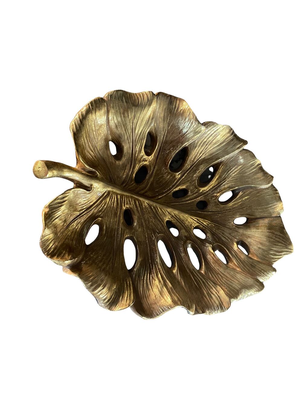 Large Heavy Gold Leaf Plaster Platter or bowl or Wall hanging